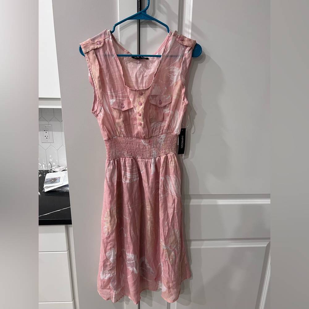 NWT imPRESS Pink Floral Midi Dress Women’s Size Large
